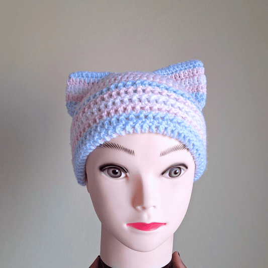 Trans Pride Intensity Cat Beanie - Cleo Kalon Creations