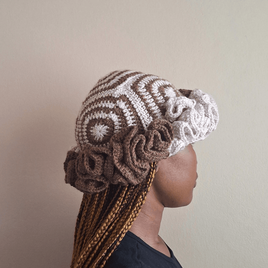 Two - Toned Granny Square Ruffle Hat - Cleo Kalon Creations