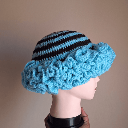 Aqua + Peat Ruffle Hat - Cleo Kalon Creations