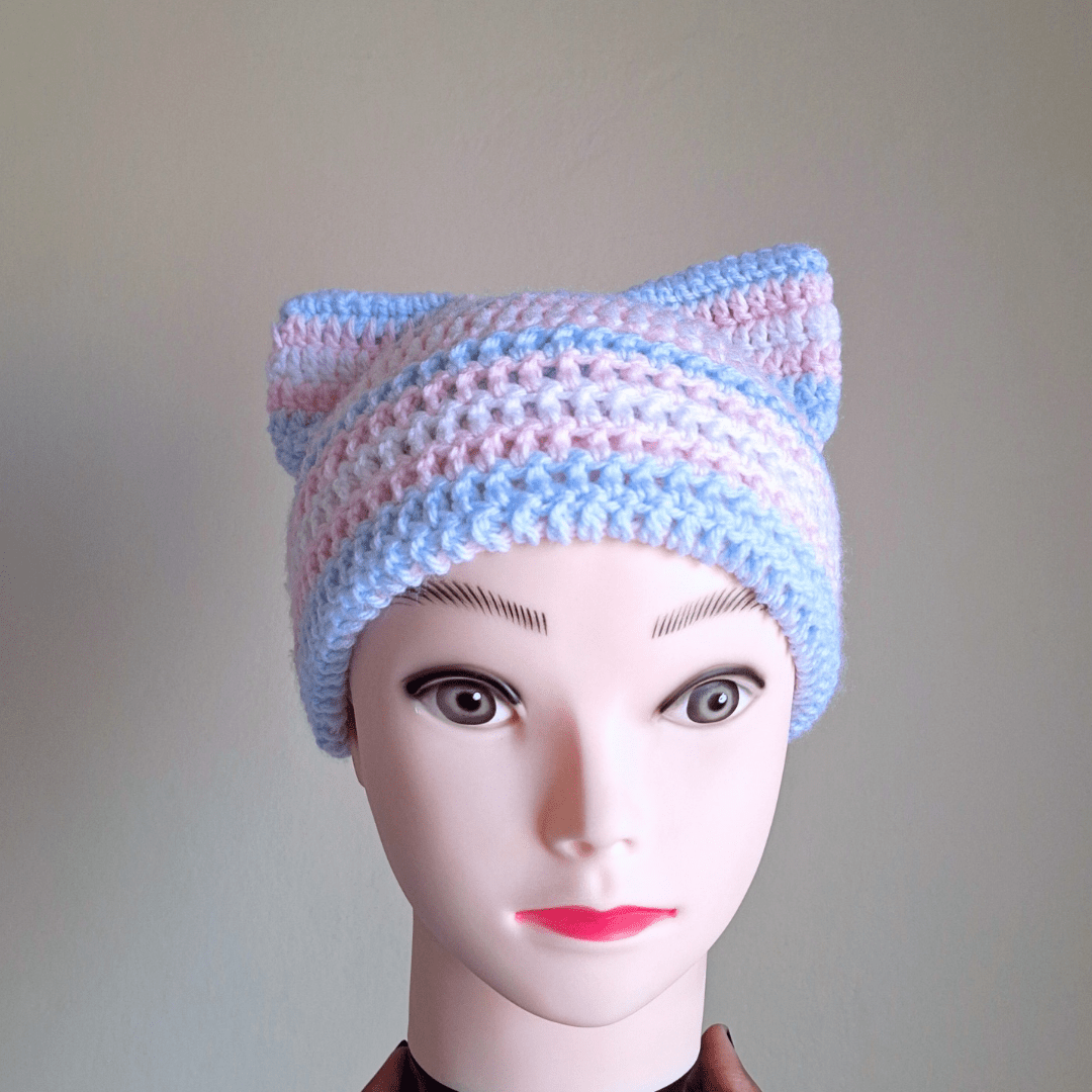 Trans Pride Intensity Cat Beanie - Cleo Kalon Creations